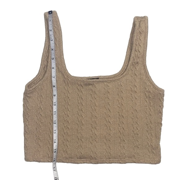 Forever 21 Tan Crop Knit Tank Top, Size Large - Picture 6 of 9